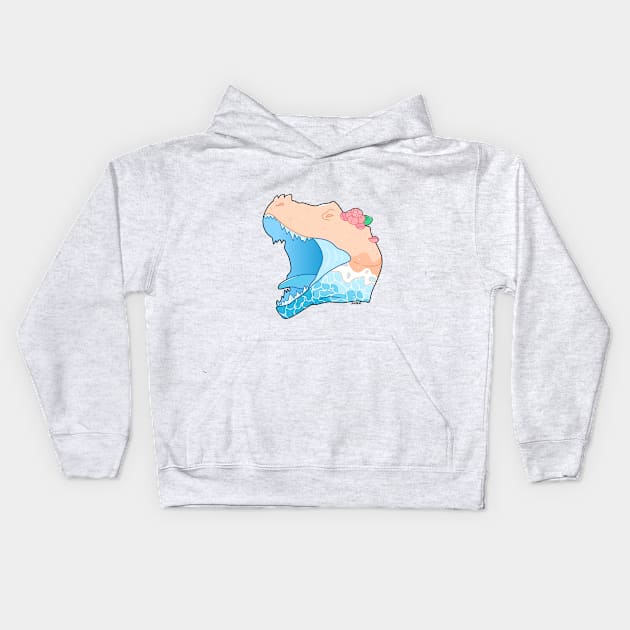 Beach T-rex Kids Hoodie by Alpacafy